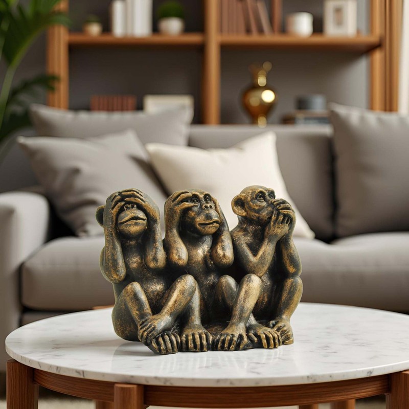 PlentifulHome 3 Wise Monkeys Statue - Hear No Evil, See