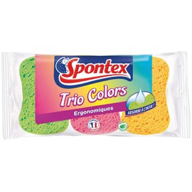 Spontex Trio Colours - Cleaning Sponges - 3 Packs of 3 Each