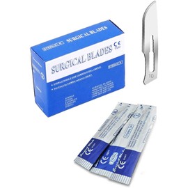 100 SCALPEL BLADES #10 CARBON STEEL STERILE 25KGY STERILITY GUARANTEED by G.S ONLINE STORE