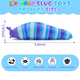 Cevioce Sensory Slug Fidget Toys,Mini Fidget Slug Toys for Adults & Kids Party Favors,6Pcs Cute Autism Sensory Toys for Autistic Children,Toddler Toys Age 3+,Travel Toys for 3+ Year Old (5.8 Inch)