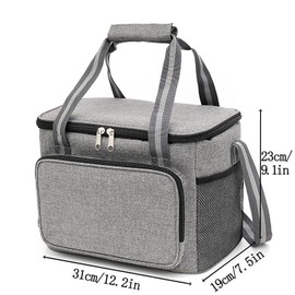 GMYIAK 15L Food Delivery Bags Thermal Bag for Hot Food,Insulated Lunch Bag for Men/Women,Water-Resistant Leakproof Cooler Bag with Handle and Zips for Travel,Collapsible Picnic Bag (Grey)