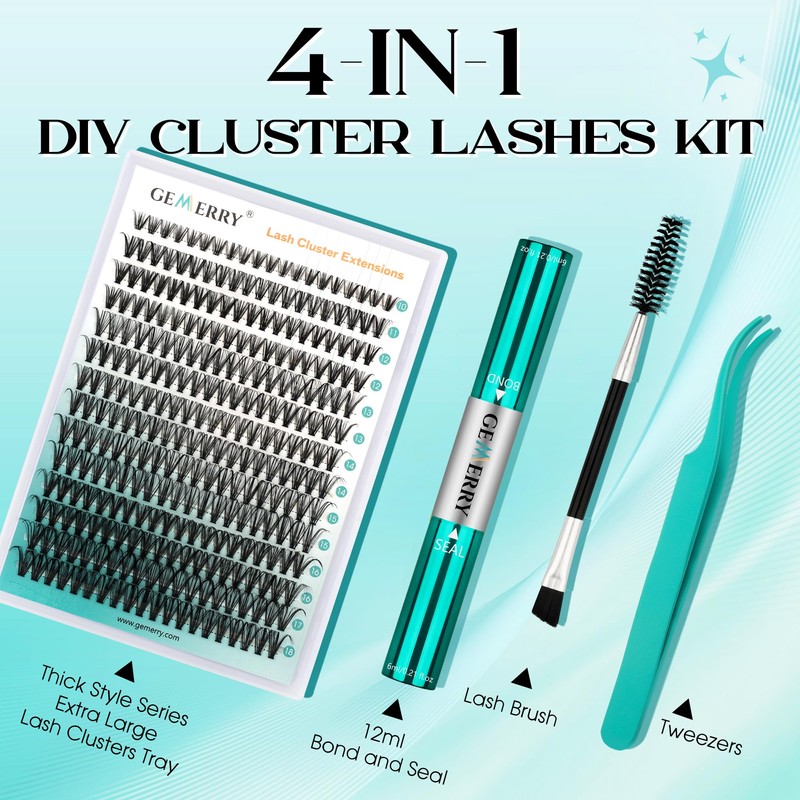 GEMERRY Lash Extension Kit 280Pcs Lash Clusters DIY Individual Eyelash