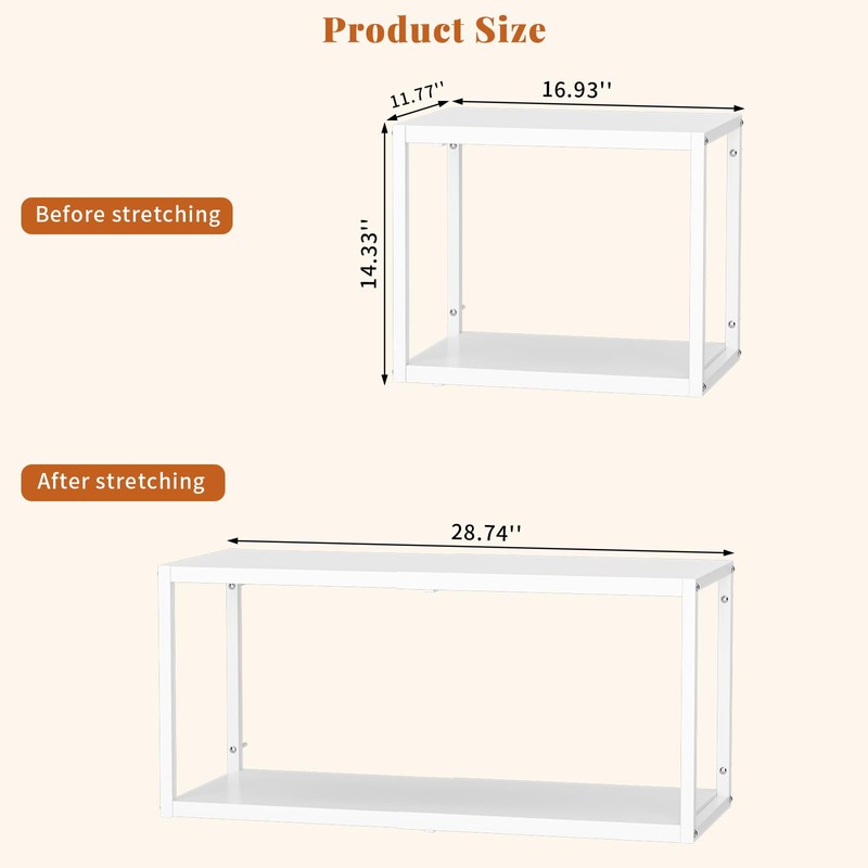 ThreeHio 2 Pack Expandable Garage Shelves Wall Mount, Heavy Duty