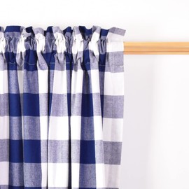 Buffalo Check Curtains 72 inches Long Cotton Basement Navy Blue and White Gingham Plaid Kitchen Window Curtain Panels Living Room Checker Drapes Bedroom Rod Pocket Window Treatment 2 Panels