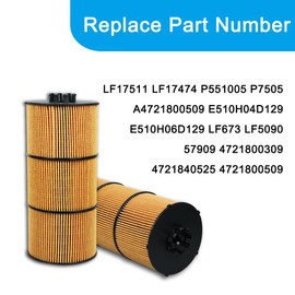 P551005 Oil/Lube Filter Fits for 2012-2020 Freightliner Trucks & Buses 114SD 122SD 2012-2020 Western Star Trucks 4700SB 2009-2017 4900FA Replaces LF17511 LF17474 A4721800109 LF17511 P7505(Set of 6)