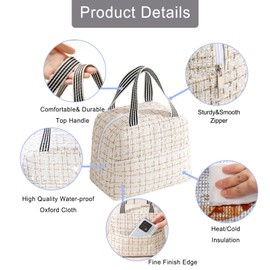 Binoster Lunch Bags for Women Girls Insulated Lunch Box Bag Adults Kids Small Cooler Bag Cute Ladies Lunch Bags for Work School Picnic Travel Beach Packed Lunch Tote Bag