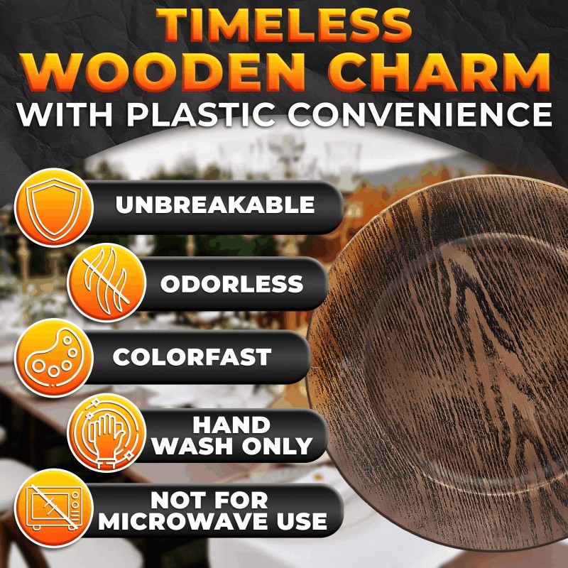 Burius Plastic Chargers for Dinner Plates Set of 4 Large