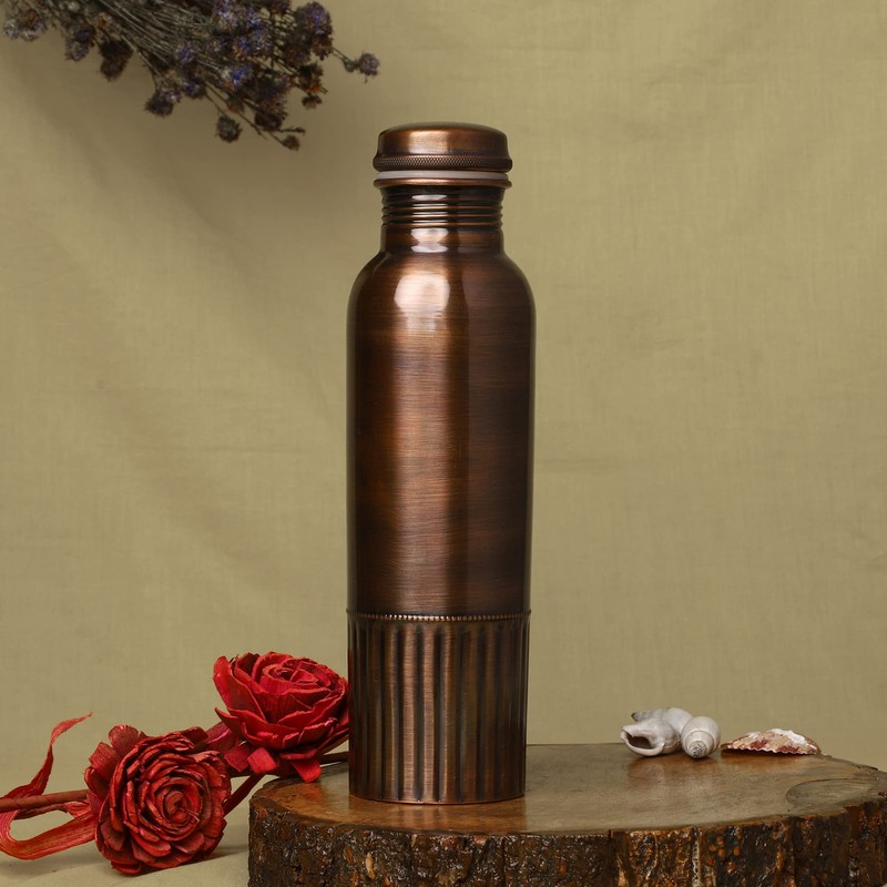 Pure Copper Bottle PREMIUM ANTIQUE Finish, 950 Ml (32.12 Fl