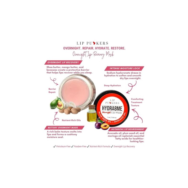 Mascarilla Labial Nocturna Hydra8Me, Tratamiento Hidratante Con Aceites Naturales, 5