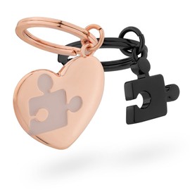Navaris Keyring Love Puzzle Pendant with High-Quality Zinc Alloy - Keychain for Key Ring Handbag - Rose Gold Anthracite, Rose-Gold, jigsaw puzzle
