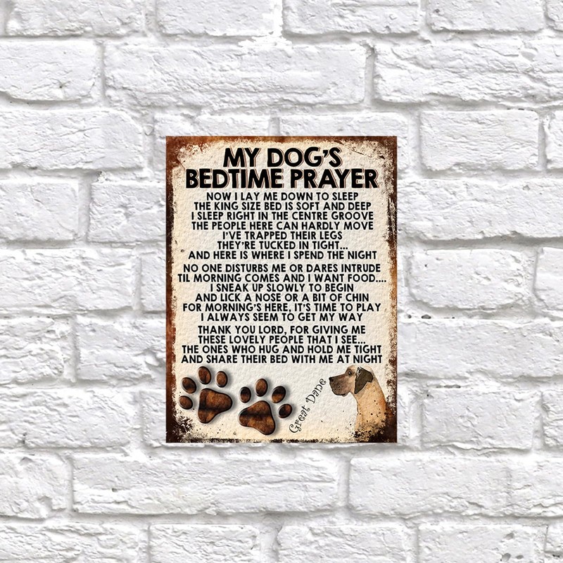 MY DOG'S BEDTIME PRAYER RETRO STYLE METAL TIN SIGN/PLAQUE (Great