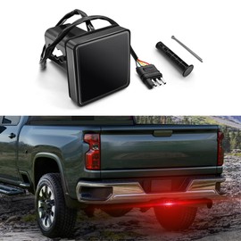 QZTYTY LED Brake Driving Lamp, Towing Hitch Lights, 2''Size 15-LED Brake Light Trailer Hitch Cover, Car Exterior Accessories Trailer Hitch Lights LED Brake Tail Light for Towing Truck SUV RV (Black)
