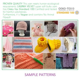 LAWINIA - Velvet Premium Soft Chenille Yarn Chunky, Velvet Yarn Crochet, Does NOT SHED, Plush Blanket Wool for Crochet, Thick Chunky Wool for Knitting, Pack of 4