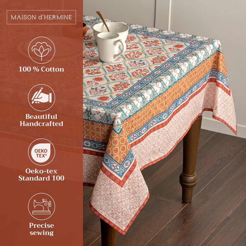 Maison d' Hermine - Mantel decorativo rectangular de 100 %