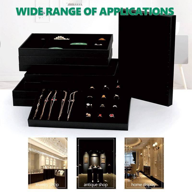 Velvet 7 Slots Ring Tray, Walfront Portable Earrings with Ring