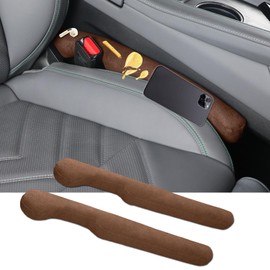 AUEOTUAR Car Seat Gap Filler Universal Stop Things from Dropping Fill The Gap Between Seat and Console Stop Cellphone Wallet Keys Coins from Dropping 2Pack (Brown)