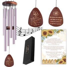Memorial Wind Chimes for Loss of Mom - Sympathy Gifts, Bereavement Gifts in Memory of Loved One, 37" Purple