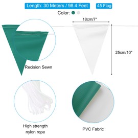PATIKIL 100ft Pennant Banner Flags, Warning Flagging Banner Safety Flag Barrier Signs for Perimeter Making Traffic Control Party Events, 45 Flags Green White