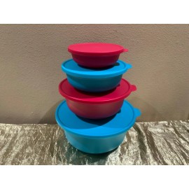 Tupperware New Tupperware Set of 4 Aloha Nesting Bowls with Lids in Beautiful Bright Colors