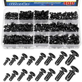 Glarks 400pcs 8 Sizes Nylon Removable Push Head Fasteners Rivets 2MM 3MM 3.5MM 4MM 5MM Black Push Pin Clip Rivets Car Bumper Retainer Clips Bumper Shield Retainer Push-in Screw Bumper Push Rivet Clip