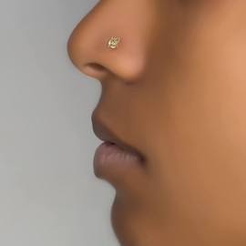 14K Yellow Gold Indian Style L-Shape Nose Stud
