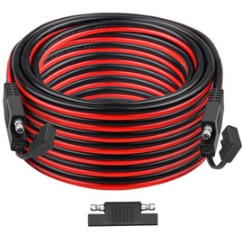 SAE Extension Cable 50FT–SAE to SAE Heavy Duty 10AWG Tinned Copper Wire with SAE Battery Cable Terminal Connectors for Automotive, RV, Marine, and Solar Applications.