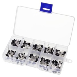 200Pcs NPN PNP 3-Terminal TO-92 Transistor Assortment Kit ，Model: BC337 BC327 2N2222 2N2907 2N3904 2N3906 S8050 S8550 A1015 C1815