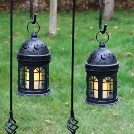 Set of 2 Black Candle Lantern Hanging Candle Holders for Wedding Event Not Including Candlescolor: Black, size: 5"x 5"x8.5"