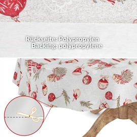 ANRO Oilcloth Tablecloth Christmas Tablecloth Washable Oilcloth Christmas Oilcloth Christmas Decoration Oval 180 x 140 cm