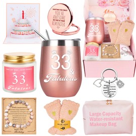 33rd Birthday Gifts for Women Her, Happy 33rd 33 Year Old Birthday Basket Gifts Box for Women Best Friends Female Daughter Sister Her Girlfriend Coworker Bestie Birthday Unique
