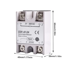 Diymore 2PCS Solid State Relay Module with Plastic Cover 40A SSR-40DA DC-AC,Input 3-32VDC,Output 24-380VAC