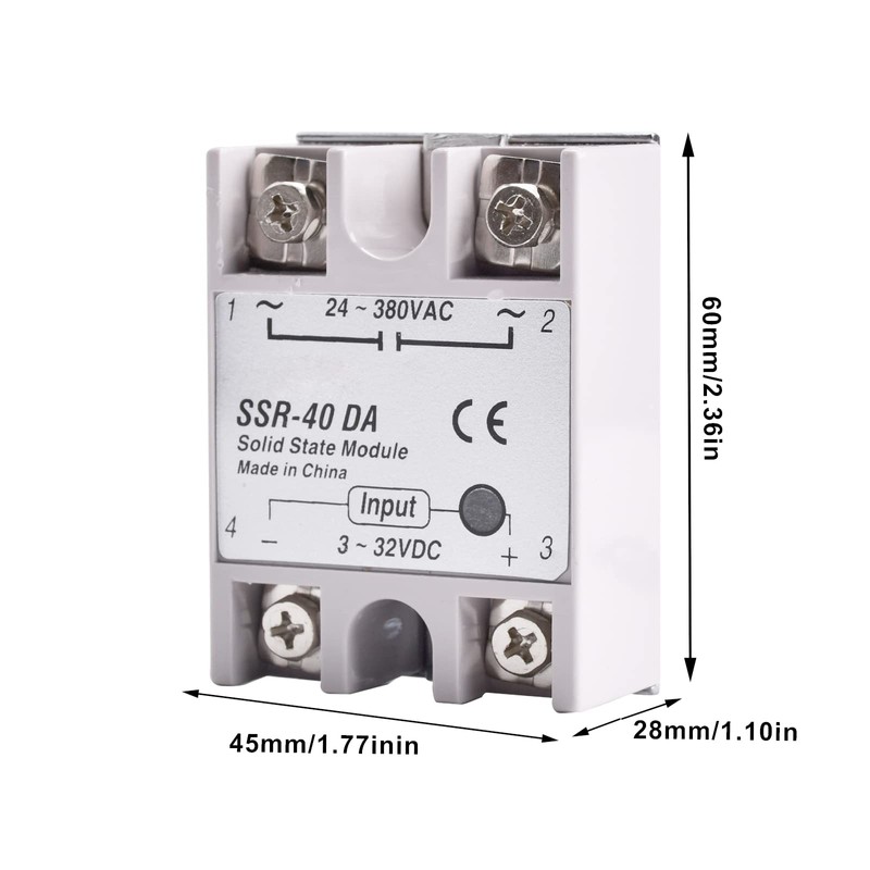Diymore 2PCS Solid State Relay Module with Plastic Cover 40A