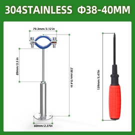 TAISHER 3PCS 304 Stainless Steel Wall Mount Ceiling Mount Adjustable Pipe Supports，Adjustable Pipe Strap Bracket Clamp，Suitable for 1-1/4 inch diameter tubes (38-40mm)，Adjustable Height 100-200mm