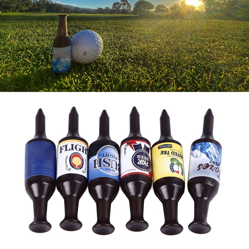6PCS Mini Beer Bottle Golf Tees Plastic Funny Golfing Tees
