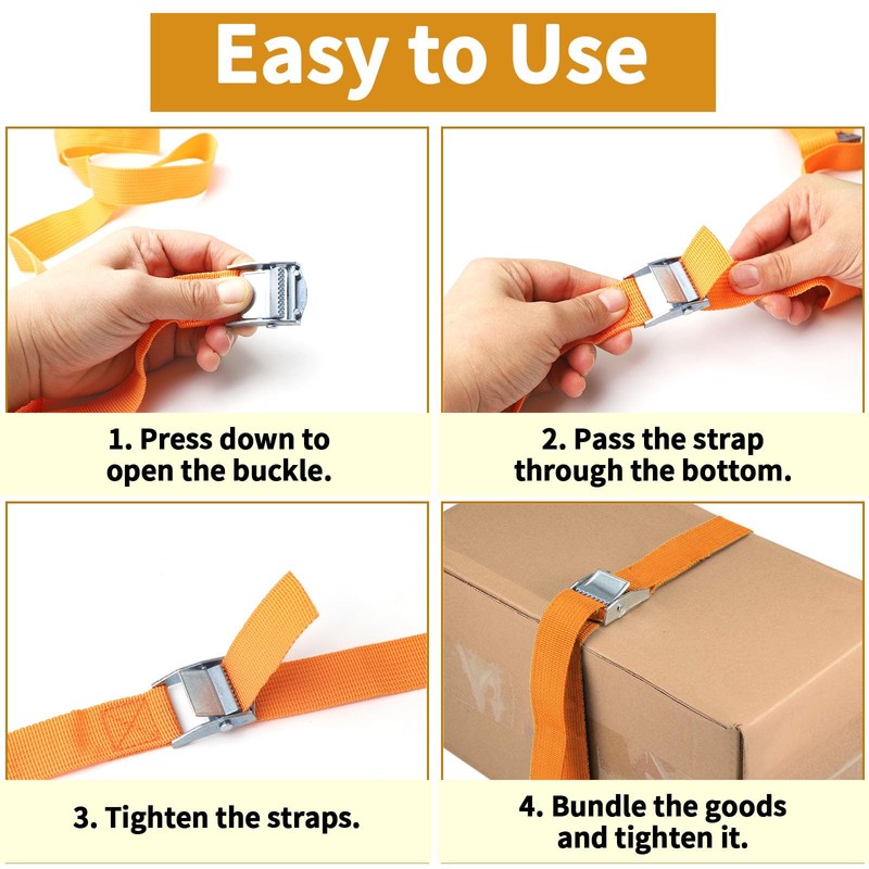 4 Tie Down Straps Short, Adjustable Cargo Straps, Durable Bicycle