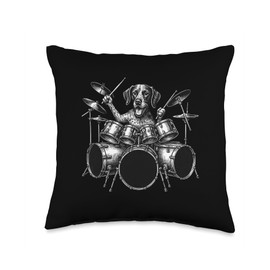 German Shorthaired Pointer Playing Drums Drummer Dog Lover Throw Pillow