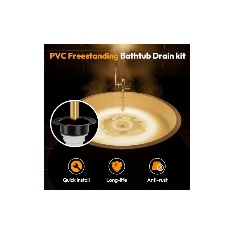 Freestanding Tub Drain, PVC Free Standing Tub Drain Kit for