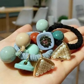 Gopchang Band 튼튼한 고무줄타입 반머리 당고머리 곱창밴드 머리끈 [옐로우] Durable Rubber Band Half-Up Donut Hairstyle Hair Tie [Yellow]