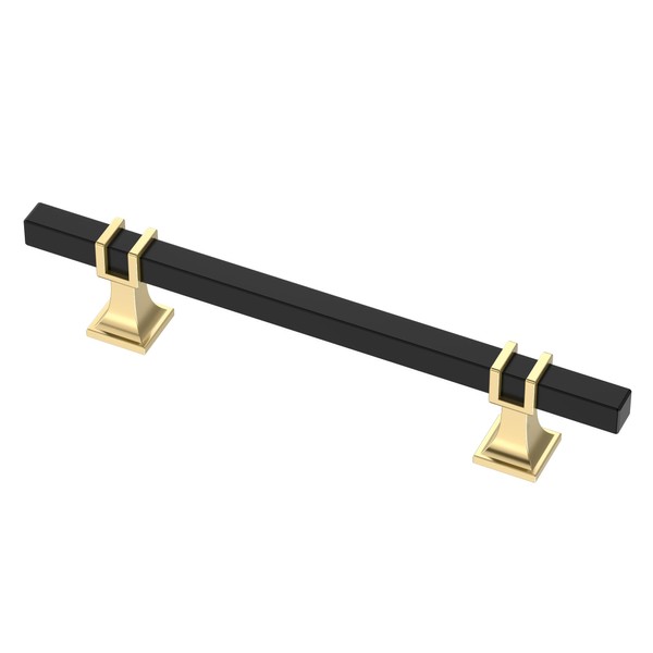Alzassbg 10 Pack Matt Black and Gold Cabinet Pulls, 5