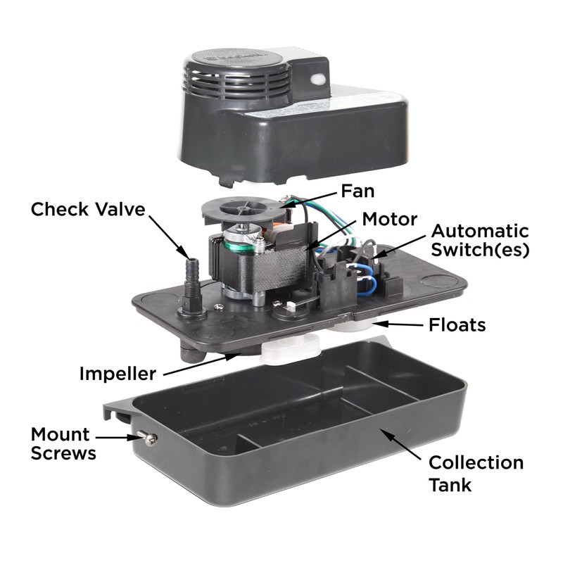 Beckett CL201ULP Low Profile Plenum Rated Condensate Pump, 115V, 20