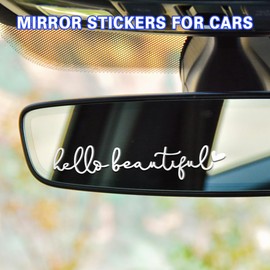 RGOAANC Hello Beautiful Rearview Mirror Decal, Rearview Mirror Accessories, Vanity Mirror Stickers, Cute Car Stickers, Car Decals for Women, Girly Car Decor Accessories Universal for All Cars