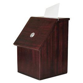 MCB - Wood Suggestion Box - Donation Box - Ballot Box - Locking with 2 Keys - For Wall or Counter Top (Furniture Brown)