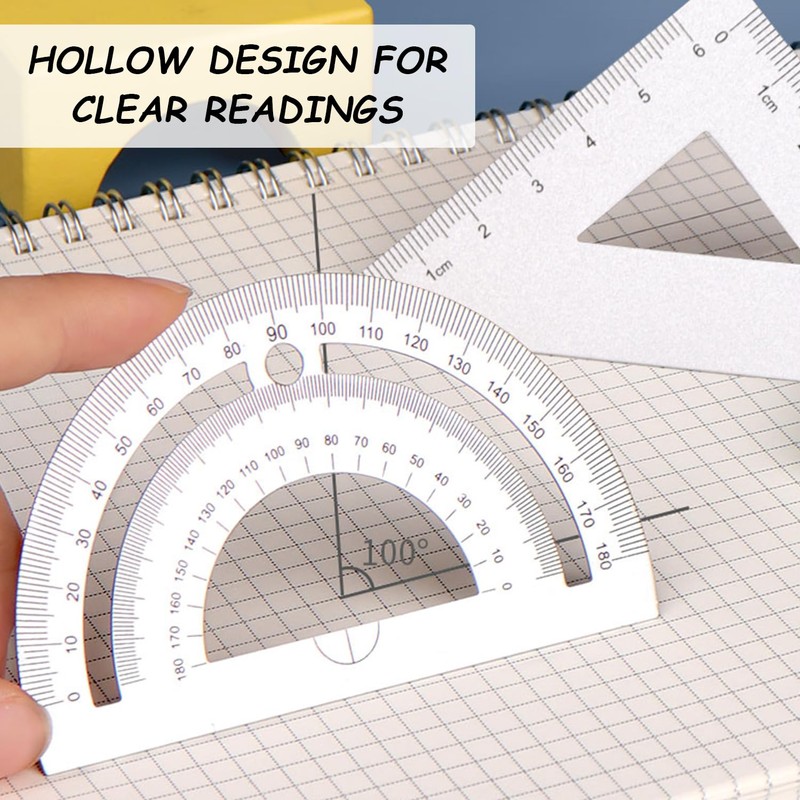 8-Piece Metal Ruler Set, Drawing Ruler Set, Ruler, Protractor, Set