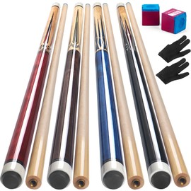 IIQ Pool Cue, 4 Pcs Pool Cue Stick 18 19 20 21 oz 4 Sets Cue Sticks 58 inch Pool Cues Adult Canadian Maple Wood Billiard Stick