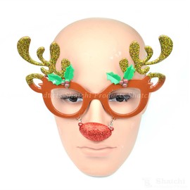 SHATCHI Frame Reindeer Adult Christmas Xmas Fun Novelty Glasses Fancy Dress Socking Fillers Party Accessory, Brown