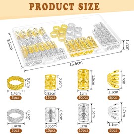 Pack of 72 Hair Accessories, Festival, Hair Beads, Aluminium Hair Rings, Dreadlocks Jewellery, Hair Beads for Cliping, Festival Hair Accessories, Silver Hair Accessories for Men and Women