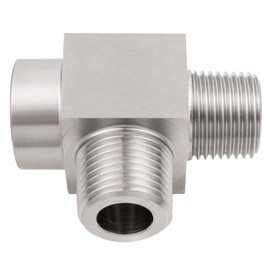 Yoebor Stainless Steel 304 Pipe Fitting Female Run Tee, 3/8" NPT Female x 3/8" NPT Male x 3/8" NPT Male 3-way T-fitting, 1pc