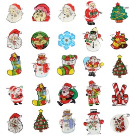NUOBESTY 25pcs LED Light Up Christmas Brooches Pins Flashing Light Enamel Lapel Pins Christmas Party Favors Gifts