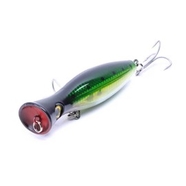 Popper Fishing Lure, JAZALIC Topwater Popper Lures 3D Eyes Fishing Accessories for Saltwater Surface Casting and Freshwater Surface Fishing, Gt Tuna Kingfish Large Predator Fish (5.11in, 1.48Oz)