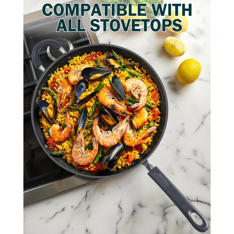 Cook N Home Hard Anodized Nonstick Wok with Lid 12-Inch,